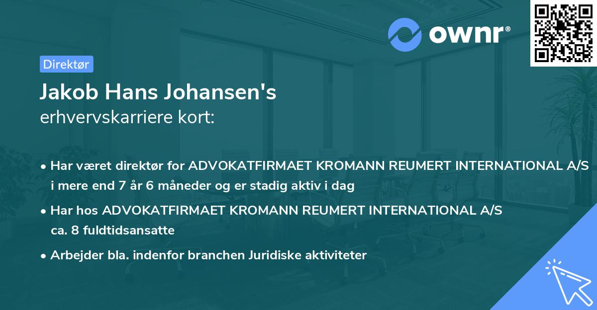 Jakob Hans Johansen's erhvervskarriere kort