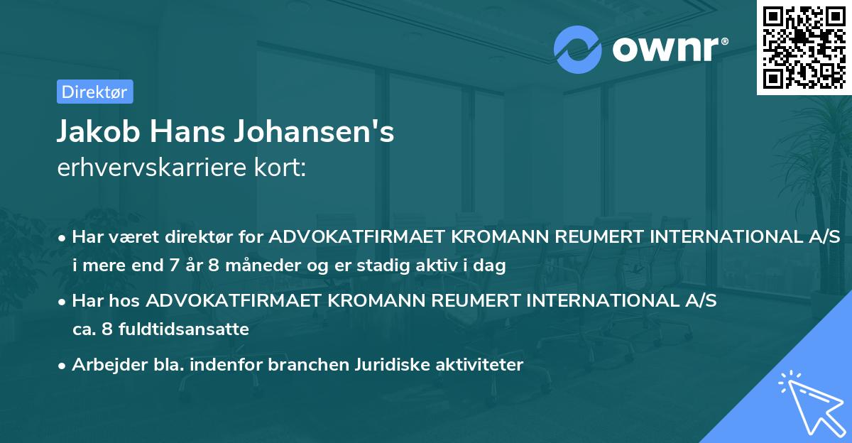 Jakob Hans Johansen's erhvervskarriere kort