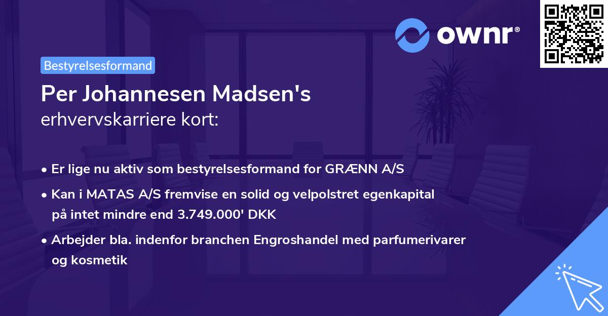 Per Johannesen Madsen's erhvervskarriere kort