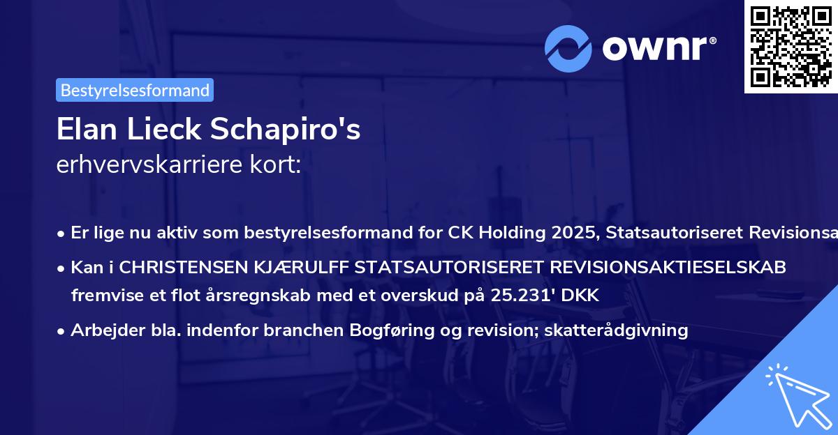 Elan Lieck Schapiro's erhvervskarriere kort