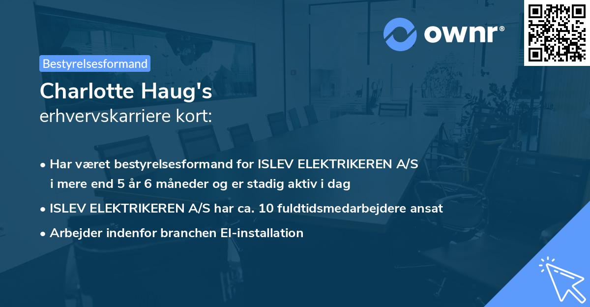 Charlotte Haug's erhvervskarriere kort