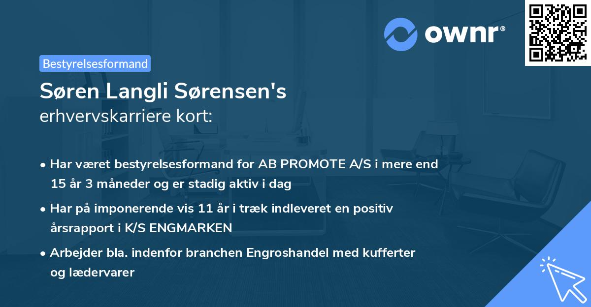 Søren Langli Sørensen's erhvervskarriere kort