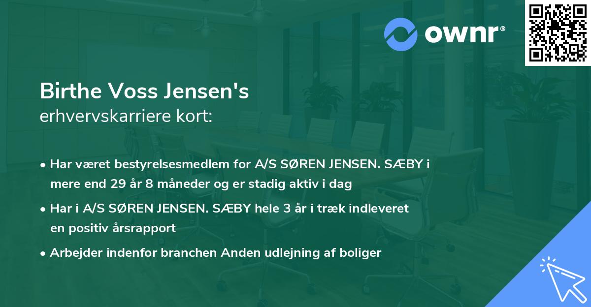 Birthe Voss Jensen's erhvervskarriere kort