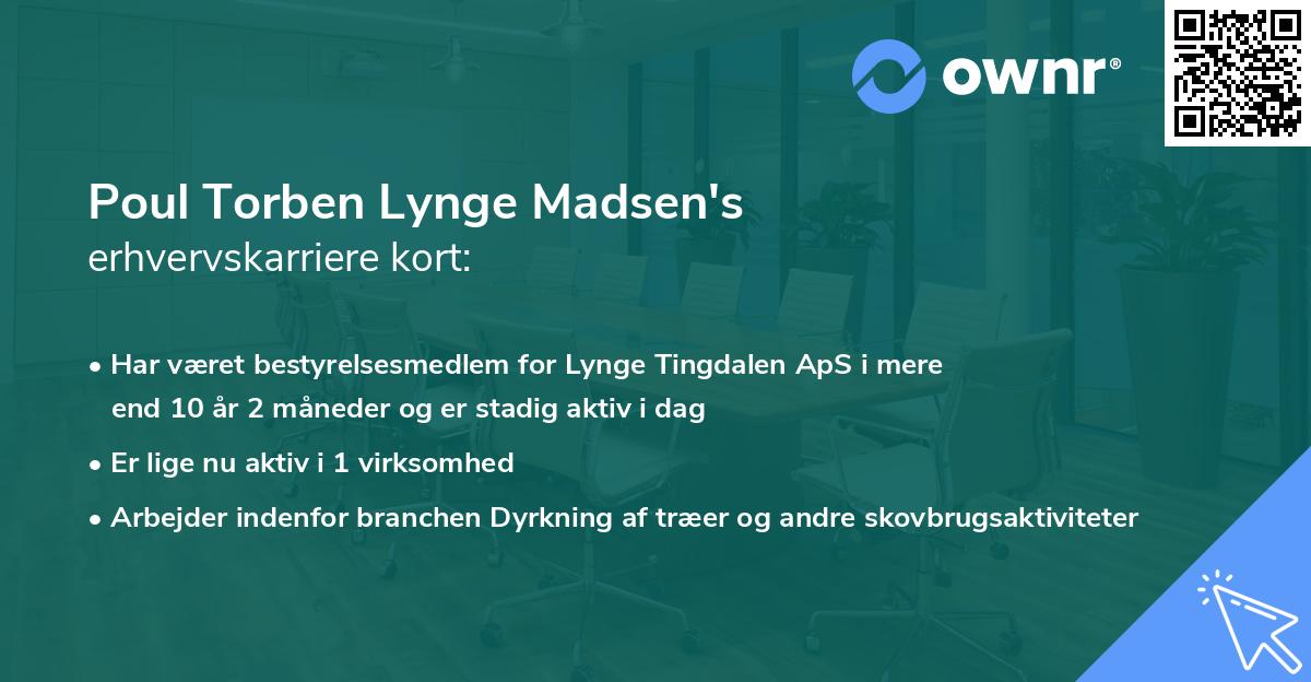 Poul Torben Lynge Madsen's erhvervskarriere kort
