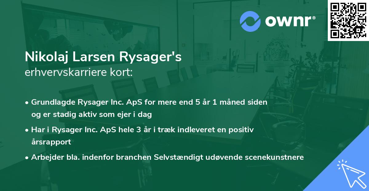 Nikolaj Larsen Rysager's erhvervskarriere kort