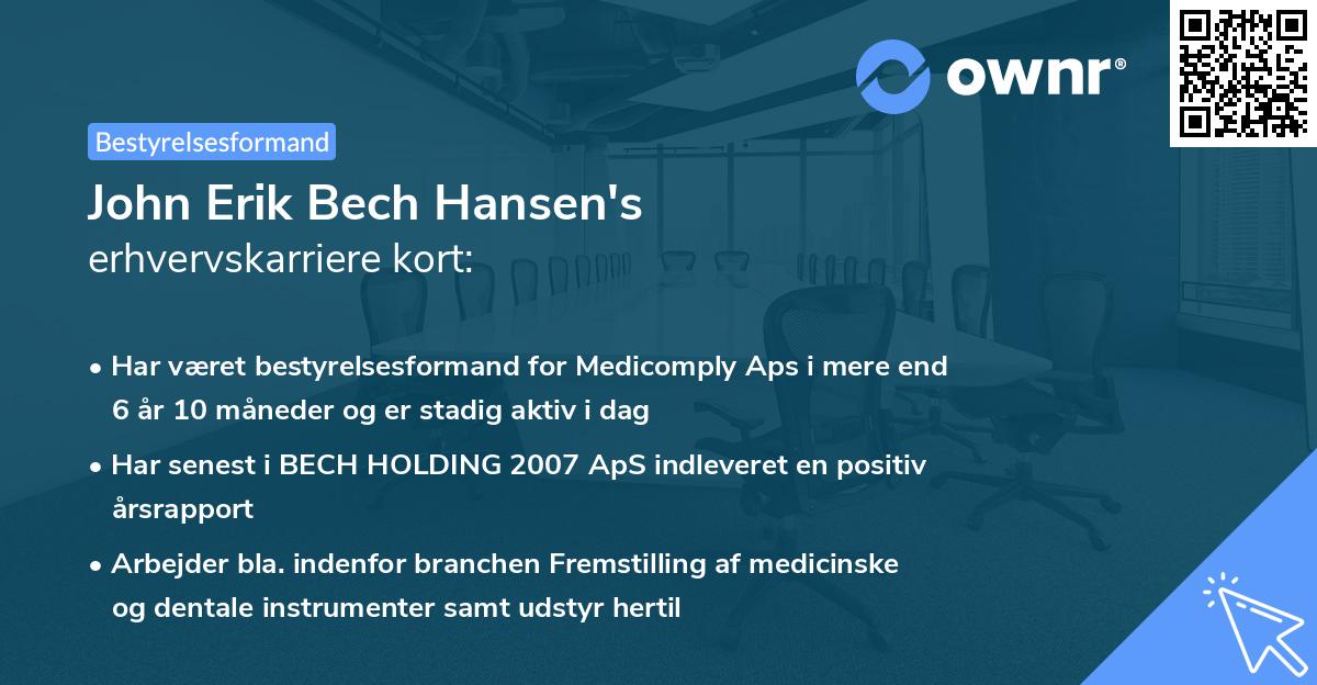 John Erik Bech Hansen's erhvervskarriere kort