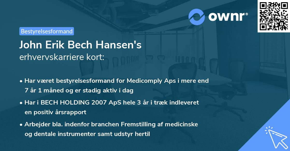John Erik Bech Hansen's erhvervskarriere kort