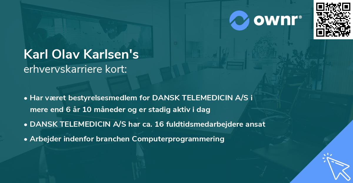 Karl Olav Karlsen's erhvervskarriere kort