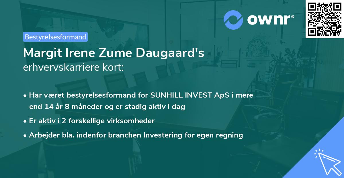 Margit Irene Zume Daugaard's erhvervskarriere kort