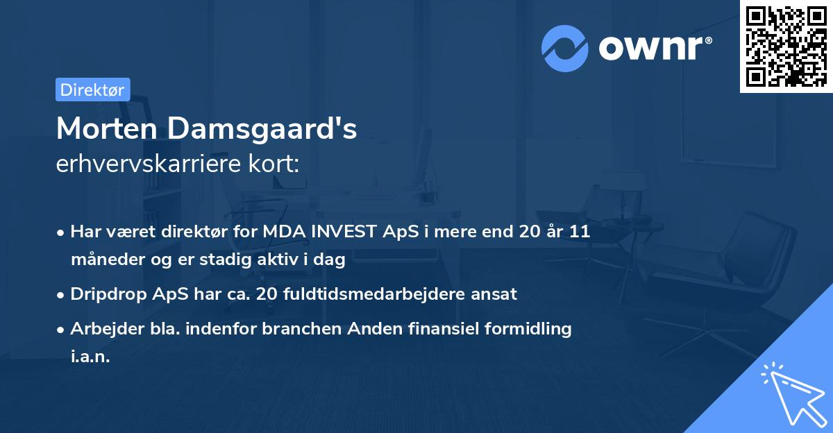 Morten Damsgaard's erhvervskarriere kort