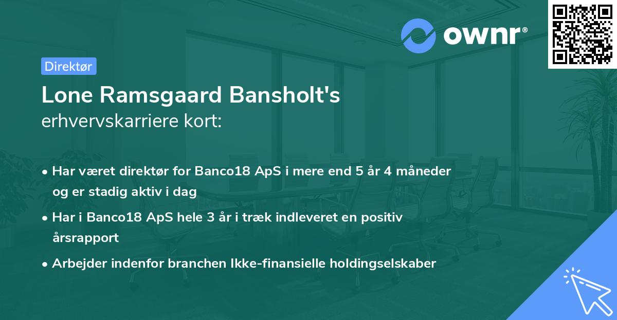 Lone Ramsgaard Bansholt's erhvervskarriere kort