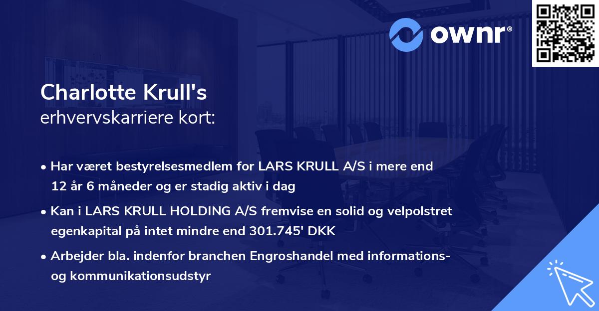 Charlotte Krull's erhvervskarriere kort
