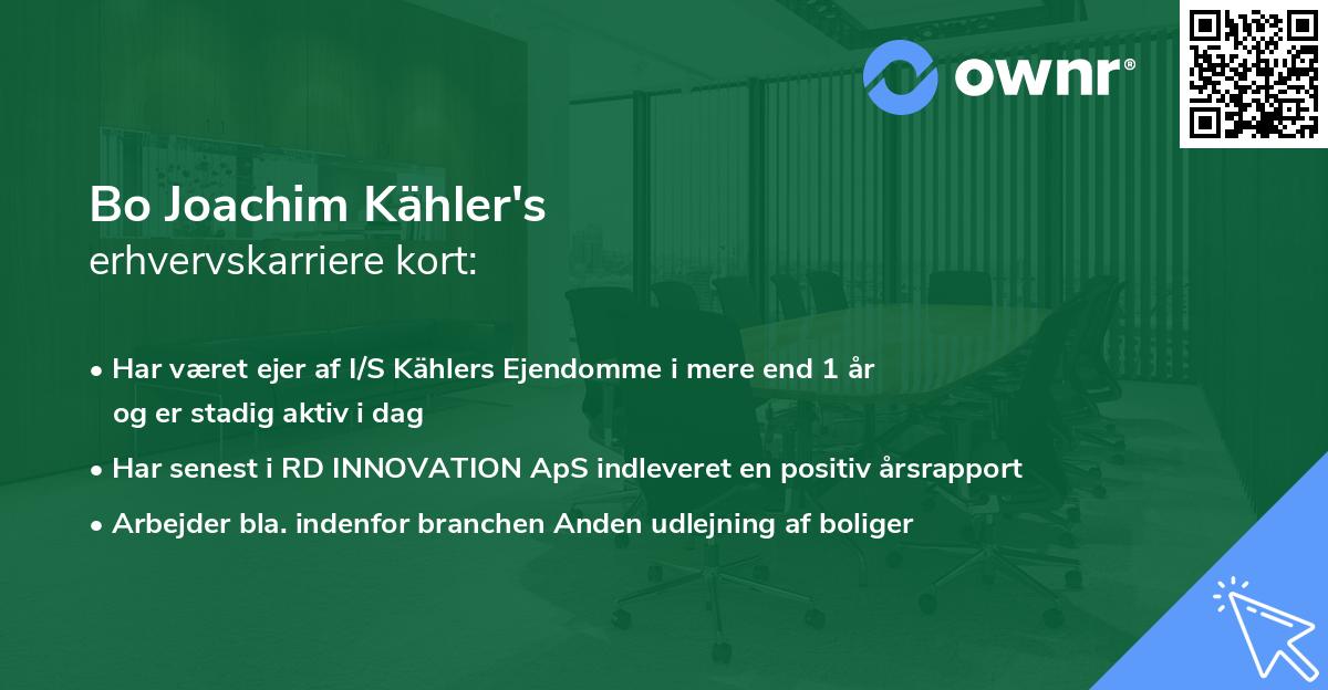 Bo Joachim Kähler's erhvervskarriere kort