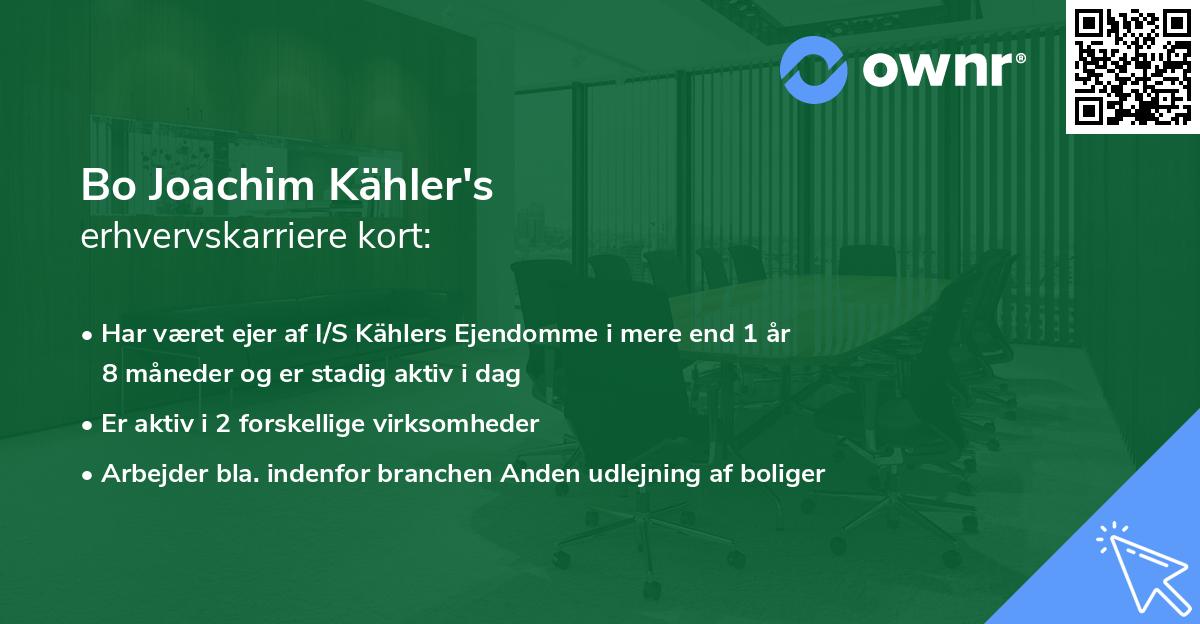 Bo Joachim Kähler's erhvervskarriere kort