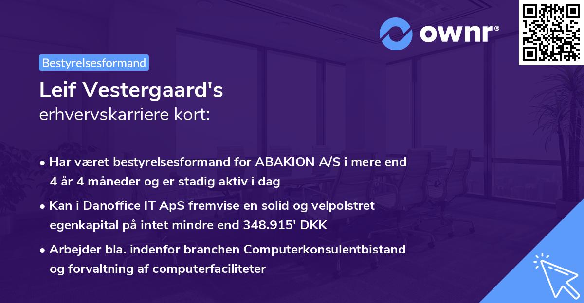 Leif Vestergaard's erhvervskarriere kort