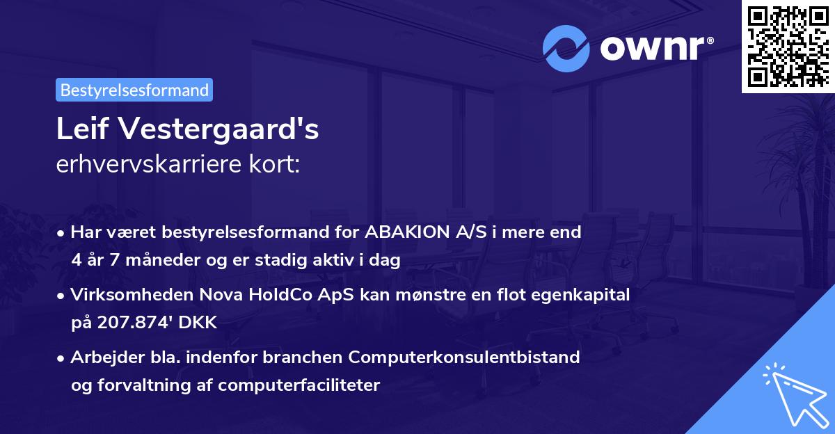 Leif Vestergaard's erhvervskarriere kort