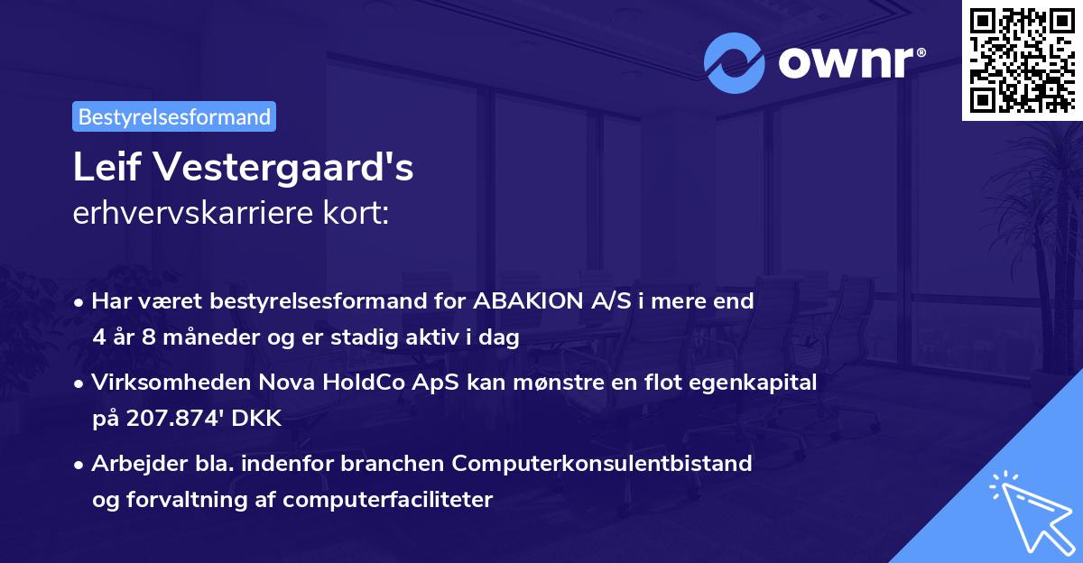 Leif Vestergaard's erhvervskarriere kort