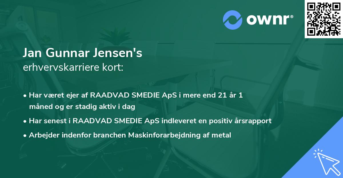 Jan Gunnar Jensen's erhvervskarriere kort
