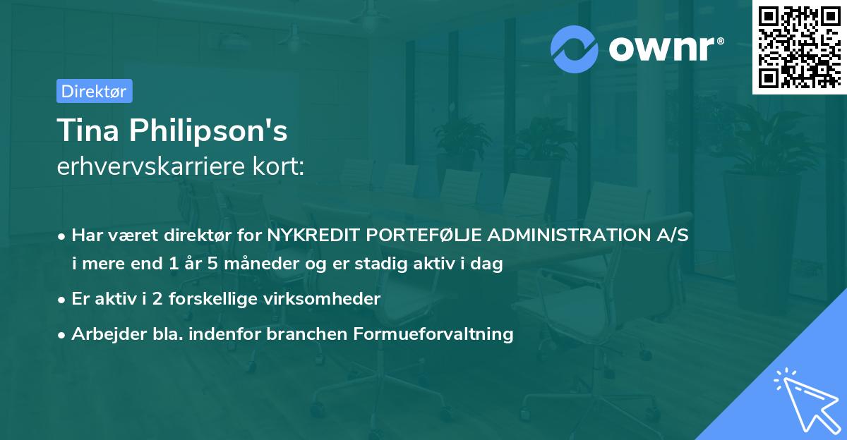 Tina Philipson's erhvervskarriere kort