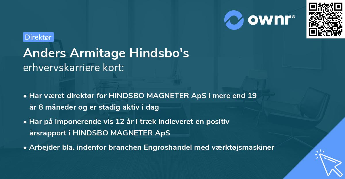 Anders Armitage Hindsbo's erhvervskarriere kort