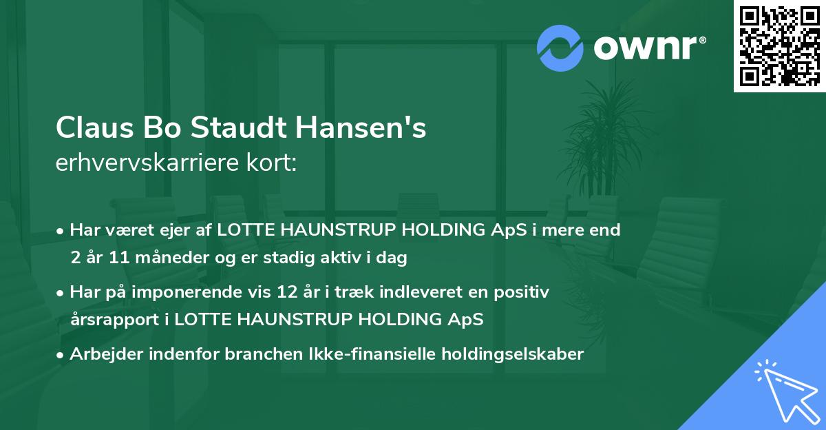Claus Bo Staudt Hansen's erhvervskarriere kort