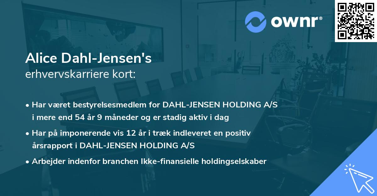 Alice Dahl-Jensen's erhvervskarriere kort