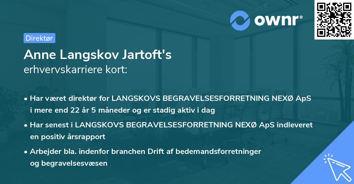 Anne Langskov Jartoft's erhvervskarriere kort