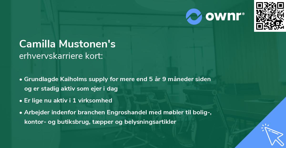 Camilla Mustonen's erhvervskarriere kort