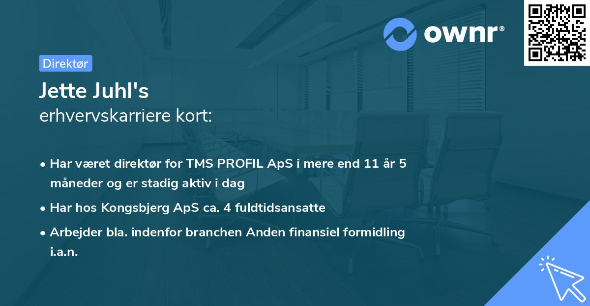 Jette Juhl's erhvervskarriere kort