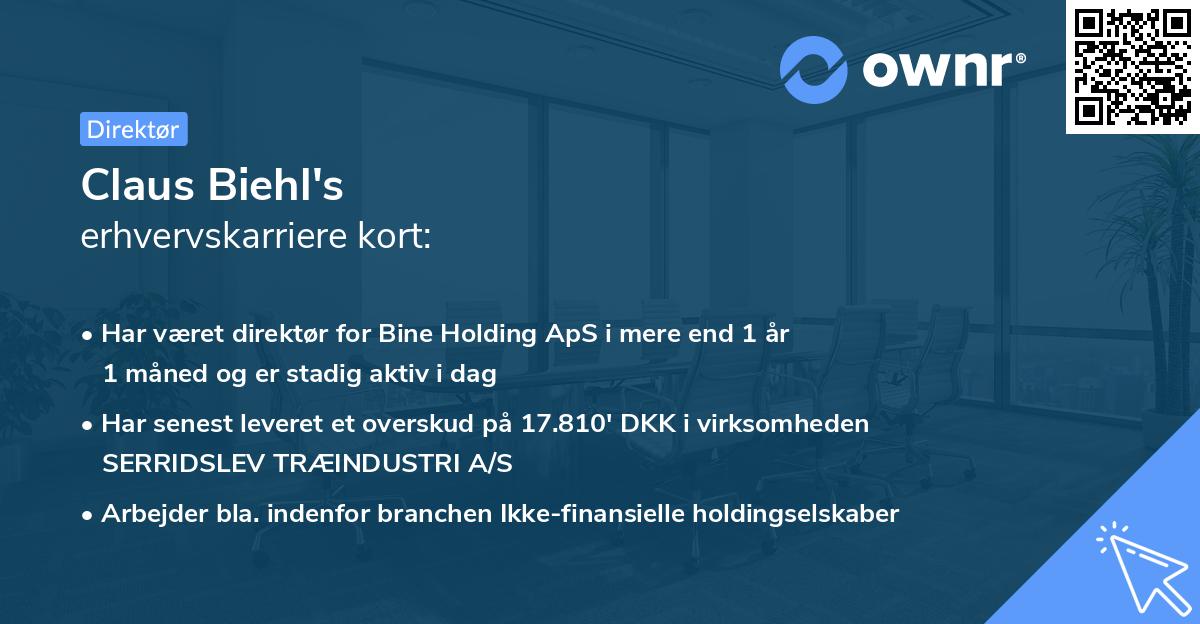 Claus Biehl's erhvervskarriere kort