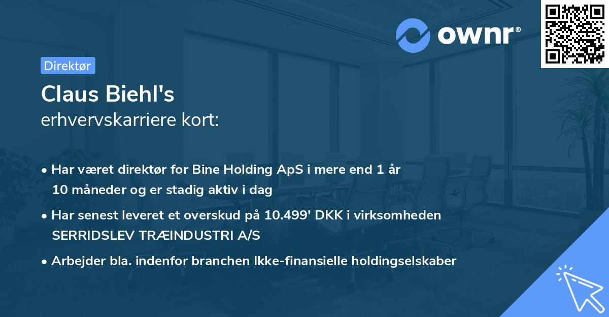 Claus Biehl's erhvervskarriere kort