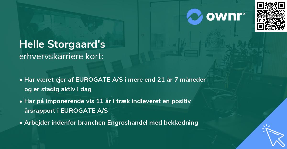Helle Storgaard's erhvervskarriere kort