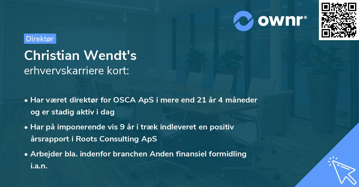 Christian Wendt's erhvervskarriere kort