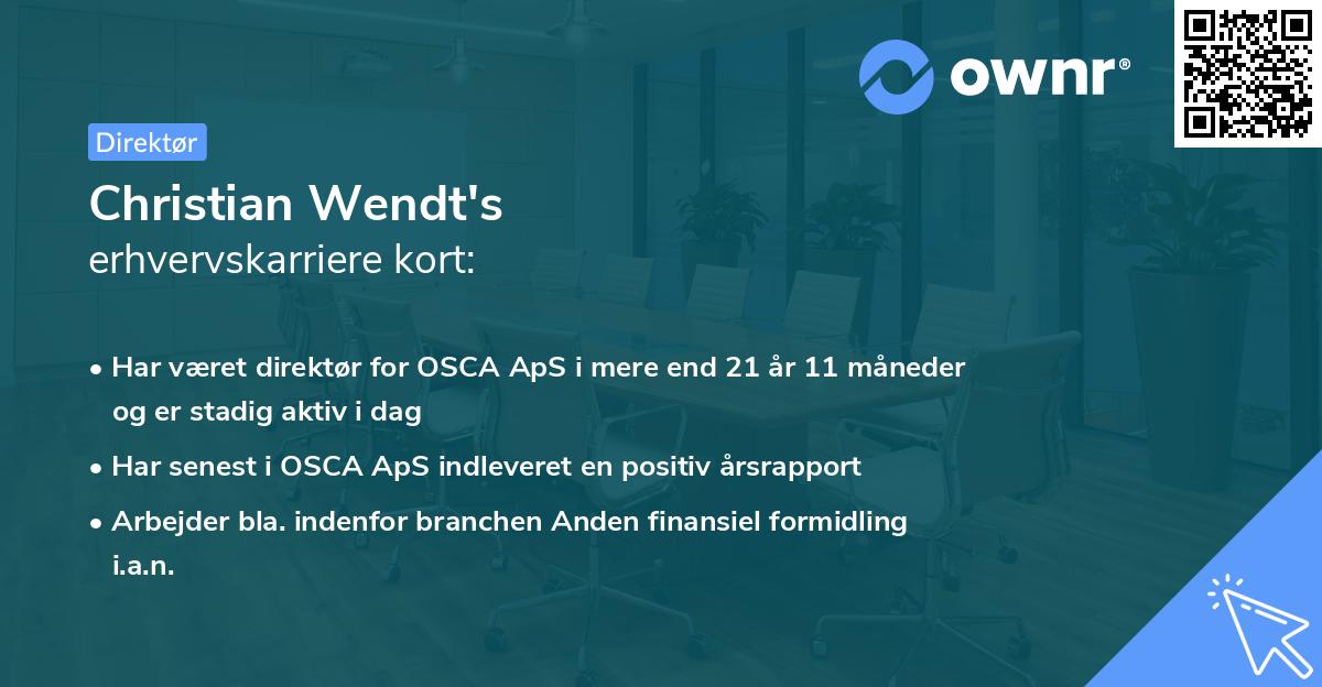 Christian Wendt's erhvervskarriere kort