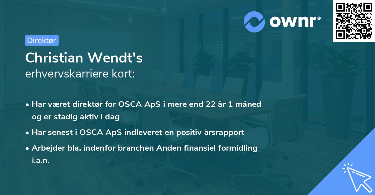 Christian Wendt's erhvervskarriere kort