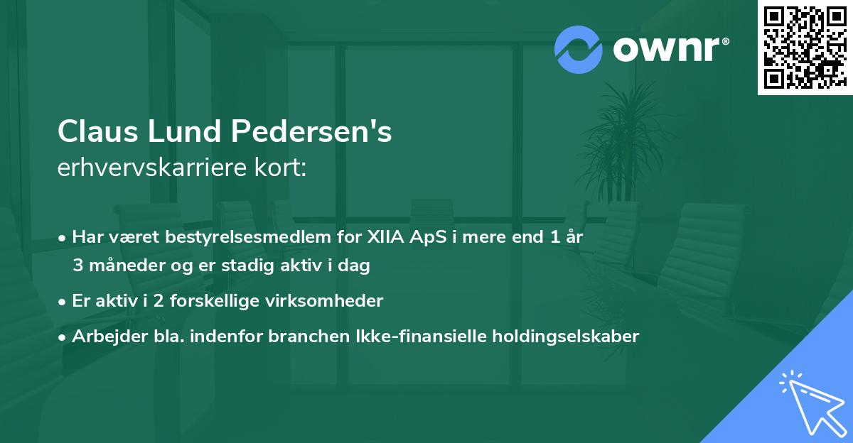 Claus Lund Pedersen's erhvervskarriere kort