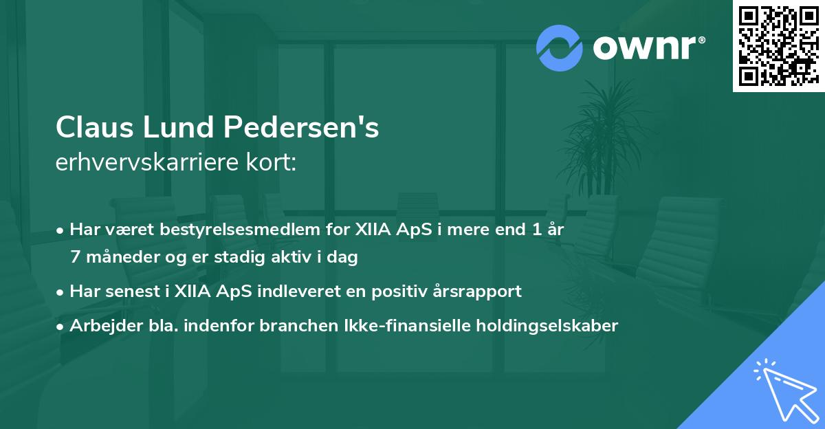 Claus Lund Pedersen's erhvervskarriere kort