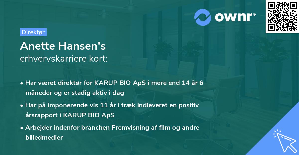 Anette Hansen's erhvervskarriere kort