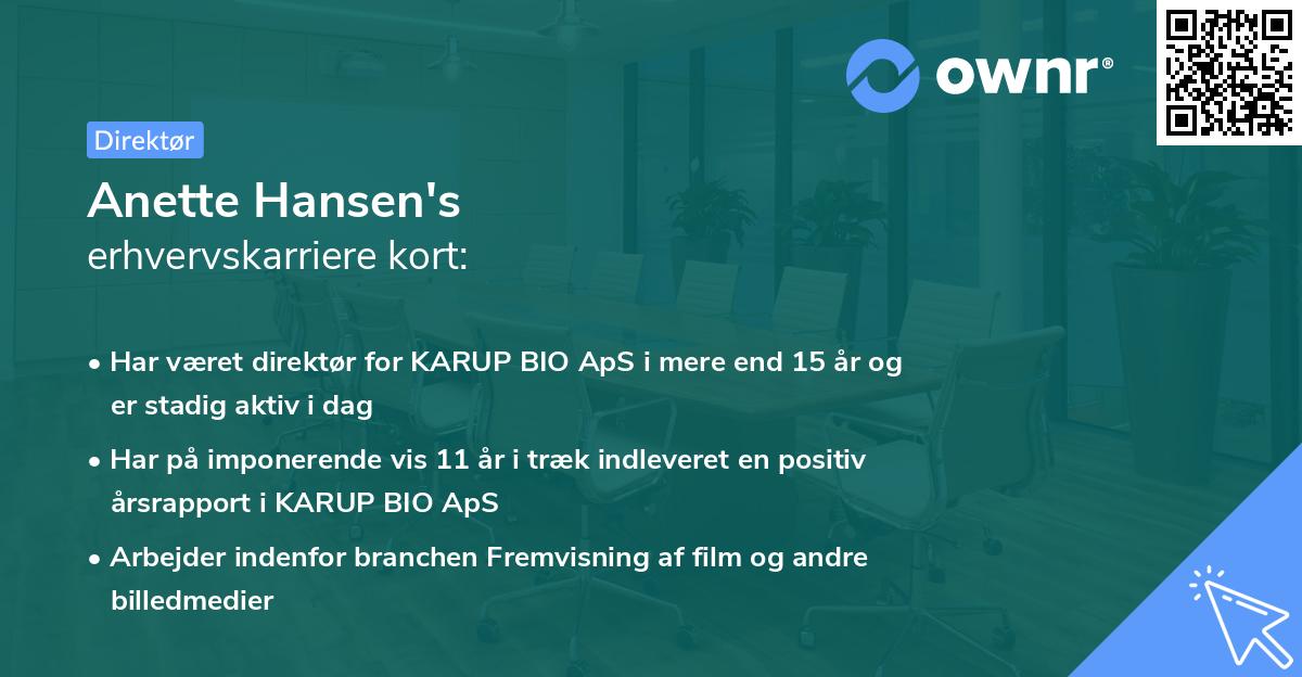 Anette Hansen's erhvervskarriere kort