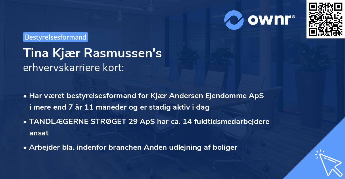 Tina Kjær Rasmussen's erhvervskarriere kort