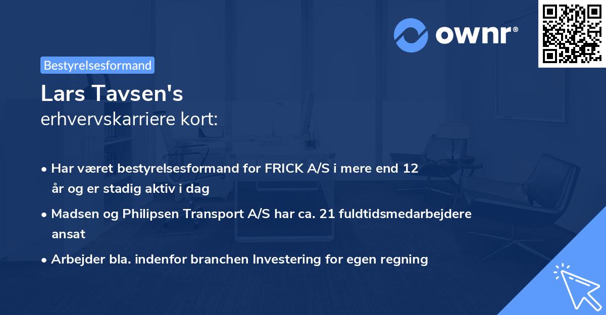 Lars Tavsen's erhvervskarriere kort