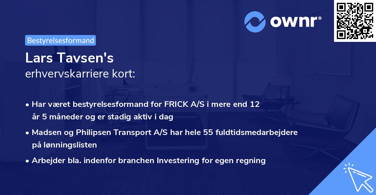 Lars Tavsen's erhvervskarriere kort