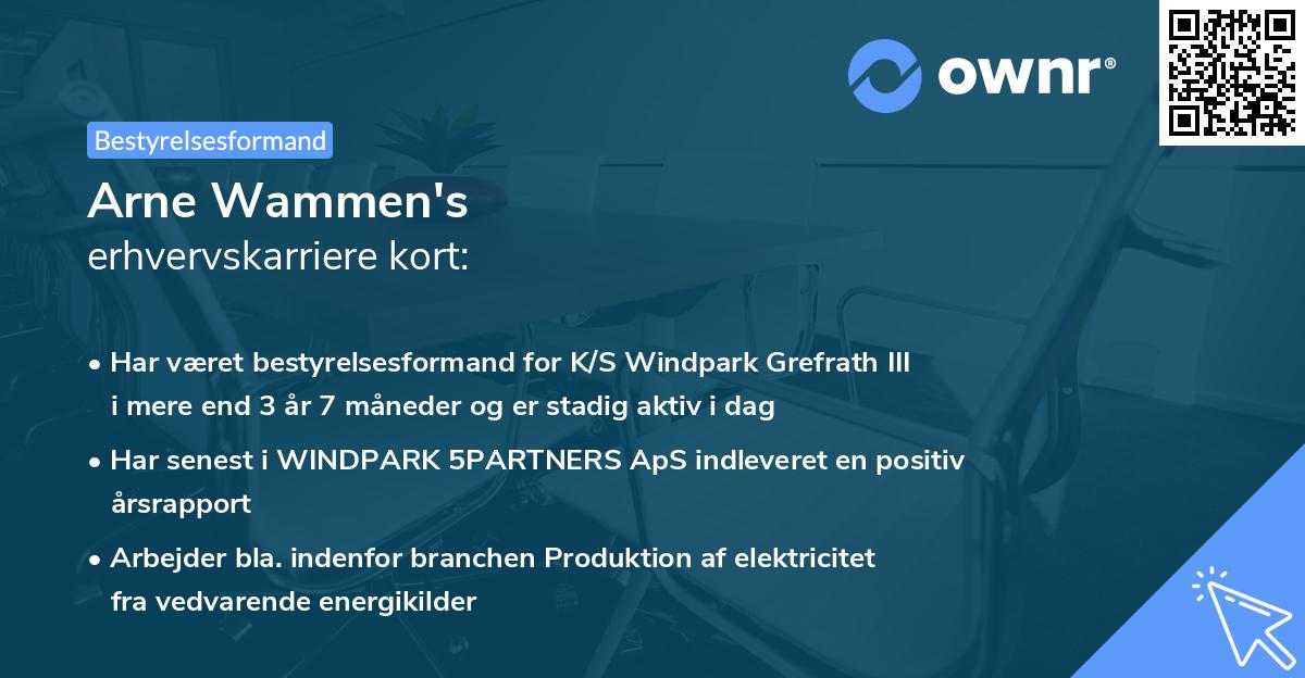 Arne Wammen's erhvervskarriere kort