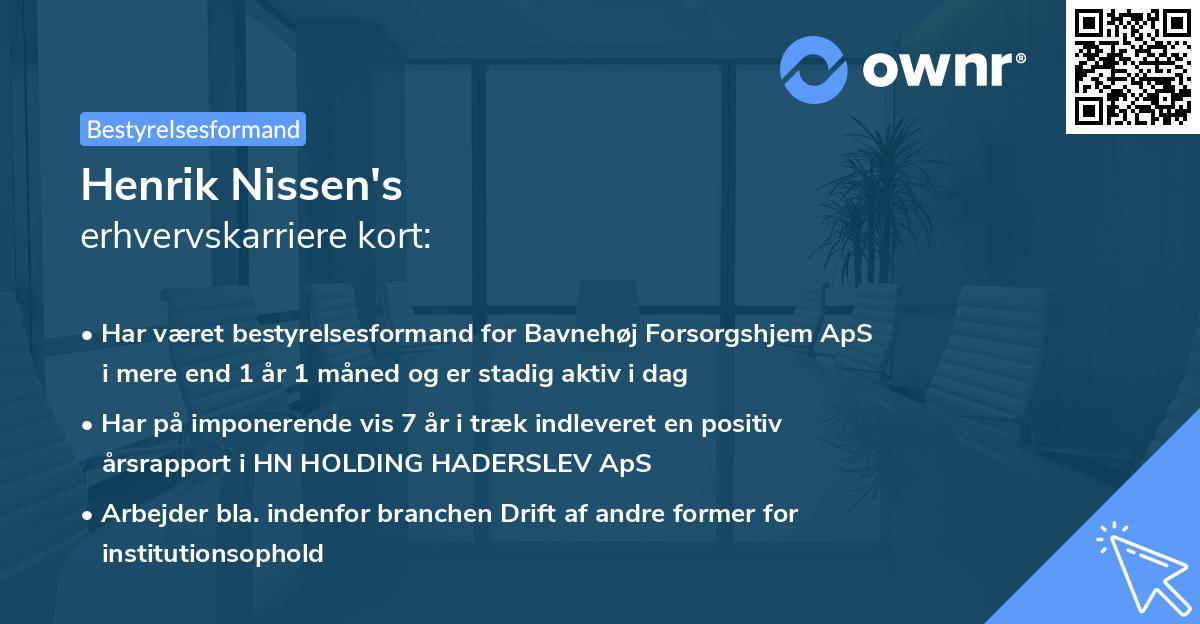 Henrik Nissen's erhvervskarriere kort
