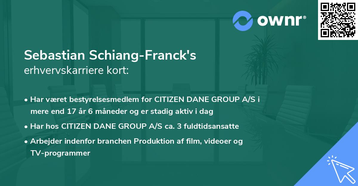 Sebastian Schiang-Franck's erhvervskarriere kort