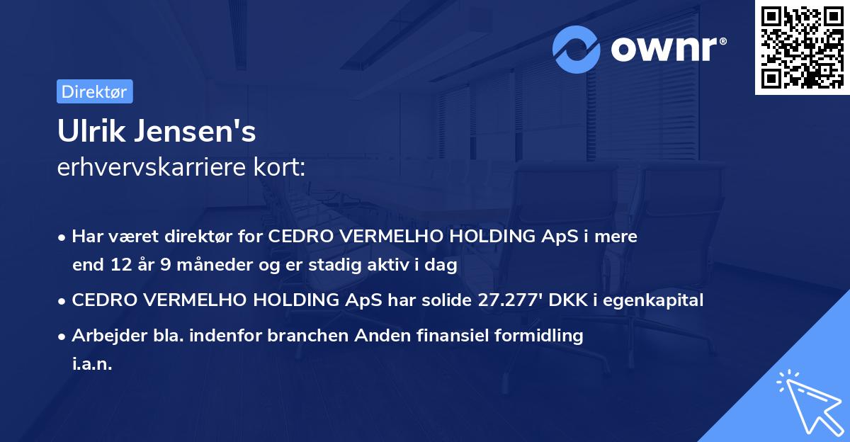 Ulrik Jensen's erhvervskarriere kort
