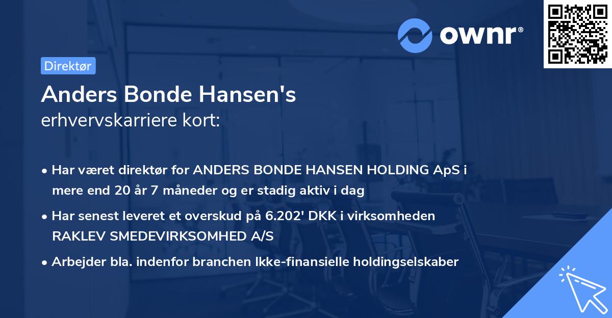 Anders Bonde Hansen's erhvervskarriere kort