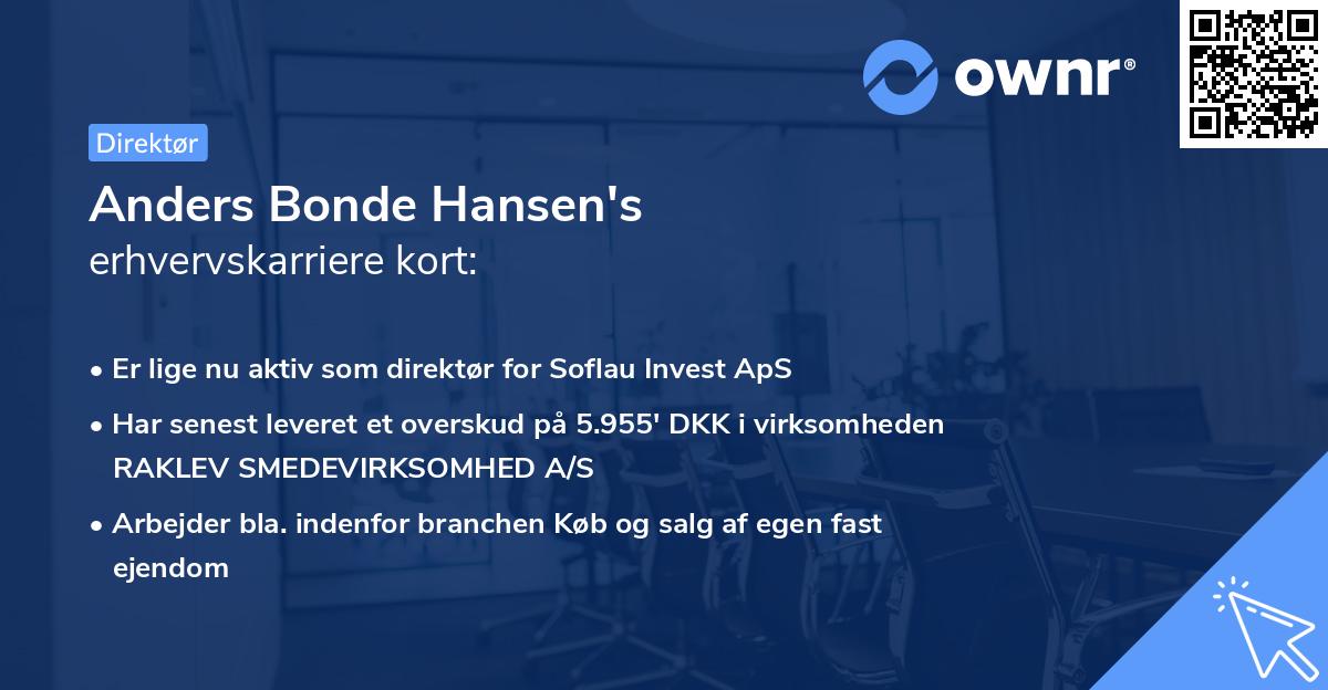 Anders Bonde Hansen's erhvervskarriere kort