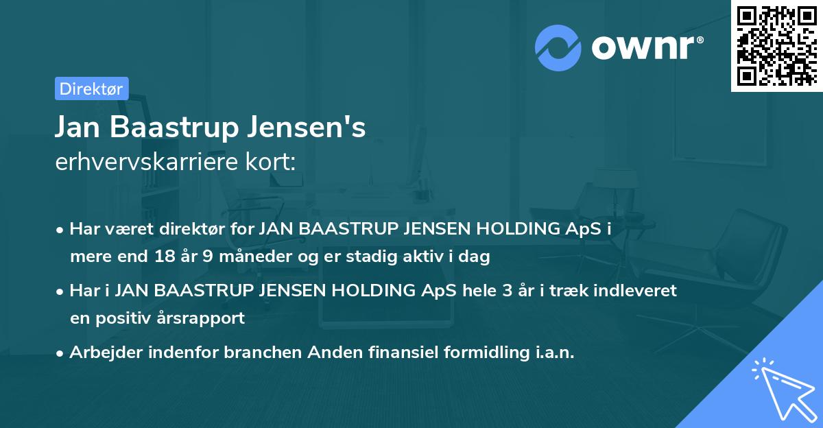 Jan Baastrup Jensen's erhvervskarriere kort