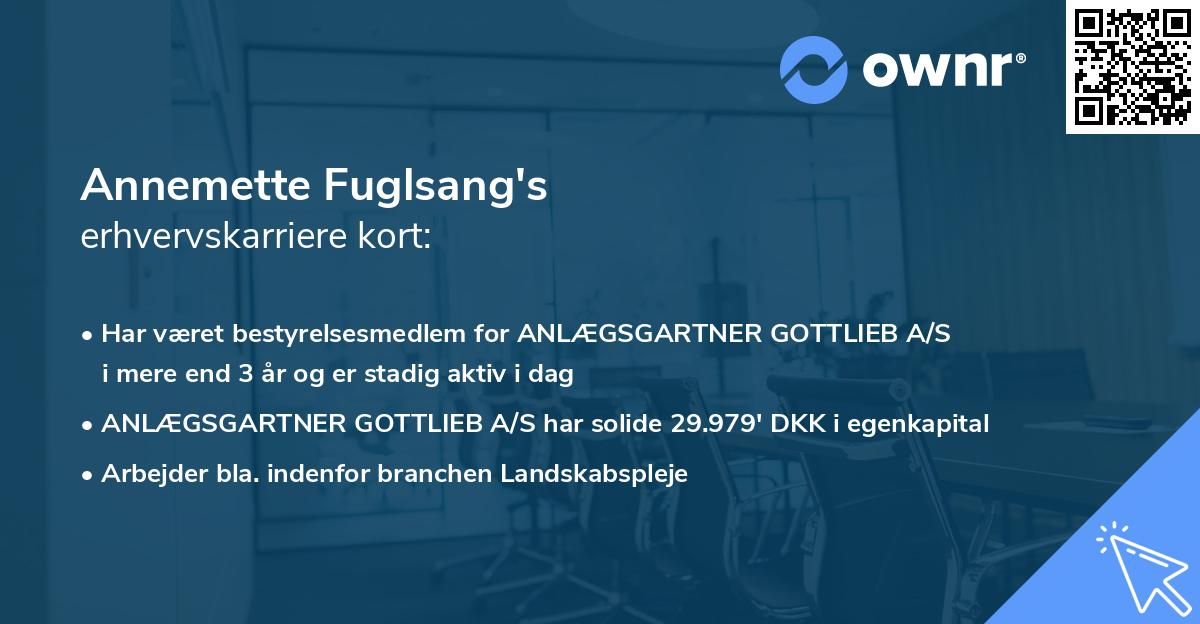 Annemette Fuglsang's erhvervskarriere kort